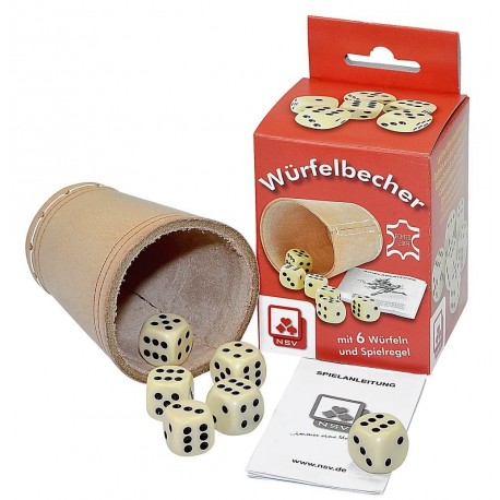 Würfelbecher 6 Würfel Faltschachtel