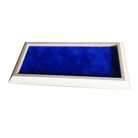 Würfelbrett Holz hell kantig blau (36 x 18 cm)