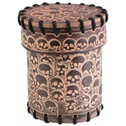 Skull Beige Leather Dice Cup