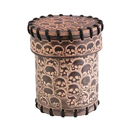 Skull Beige Leather Dice Cup