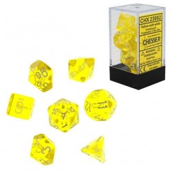 Translucent Polyhedral 7 Die Dice Set Yellow & White
