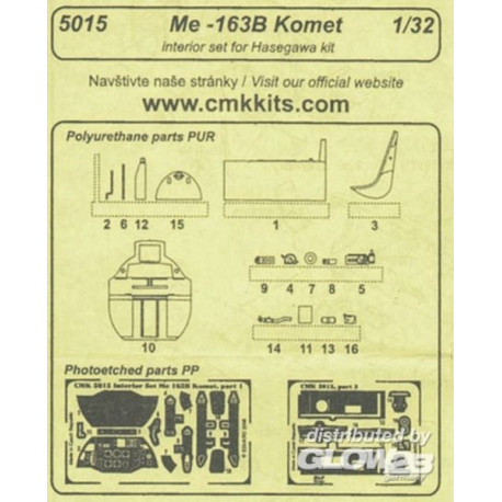Me 163B&nbsp;-&nbsp;&nbsp;interior set für Hasegawa Bausatz