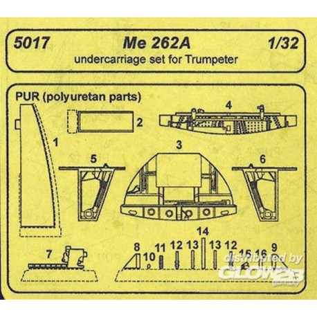 Me 262 A undercarriage set für Trumpeter-Bausatz