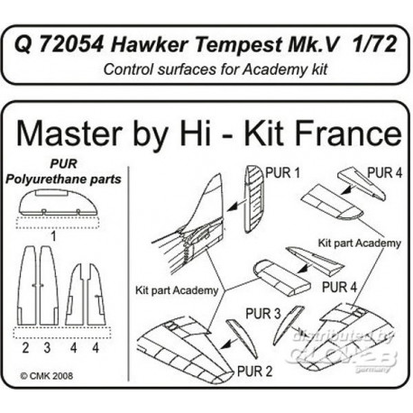 Hawker Tempest Mk. V Control Surfaces für Academy Bausatz