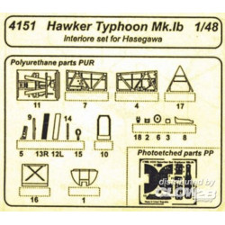 Hawker Typhoon Mk.Ib  Interior Set für Hasegawa-Bausatz