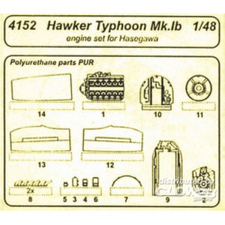Hawker Typhoon Mk.Ib Motor Set für Hasegawa-Bausatz