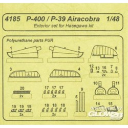 P-400/P-39 Airacobra Exterior Set Resin Detail Set für Hasegawa-Bausatz