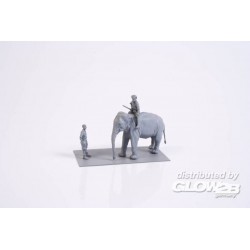 Mechanic of India WWII+Elephant with Mahout (2 fig.+elephant)