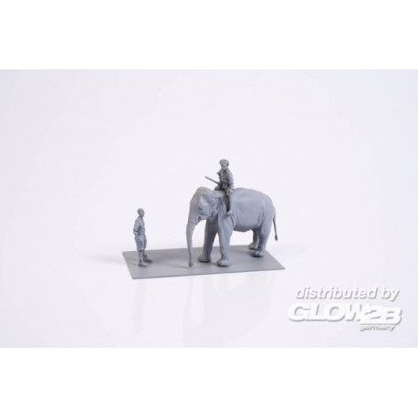 Mechanic of India WWII+Elephant with Mahout (2 fig.+elephant)