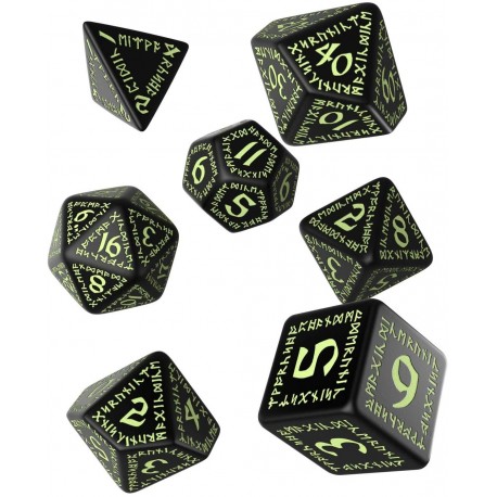 Runic Black& glow-in-the-dark Dice Set 7