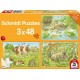 Puzzle Tierfamilien 3x48T