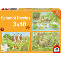 Puzzle Tierfamilien 3x48T