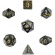 Dice Set Leaf Black Gold w/silver Signature Polyhedral 7