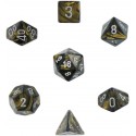 Dice Set Leaf Black Gold w silver Signature Polyhedral 7