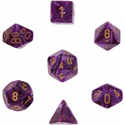 Dice Set Vortex Purple w/gold Signature Polyhedral 7