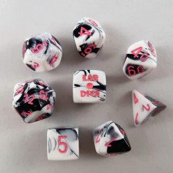 Lab Dice Set 4 Nebula Polyhedral Black-White pink Luminary 7