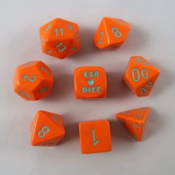 Lab Dice 4 Nebula Polyhedral Orange turquoise 7-Die Set CHX30038