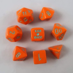 Lab Dice Set 4 Nebula Polyhedral Orange turquoise 7