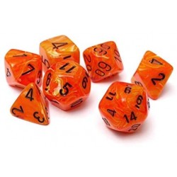 Dice Set Vortex Orange w/black Signature Polyhedral 7