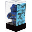 Dice Set Vortex Blue w/gold Signature Polyhedral 7