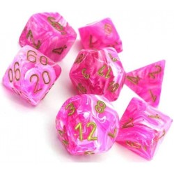 Dice Set Vortex Pink w/gold Signature Polyhedral 7