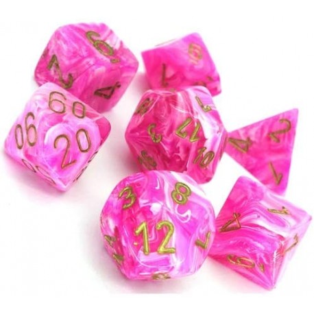 CHX27454 Vortex Pink w/gold Signature Polyhedral 7-Die Sets