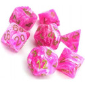 Dice Set Vortex Pink w/gold Signature Polyhedral 7