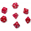 Dice Set Red w/white Opaque Polyhedral 7