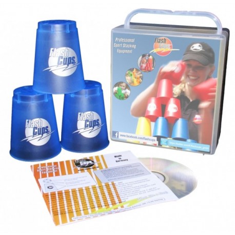 Speed Stacking: FlashCups (12 Stk., Iceblue)mit Lunchbox+DVD