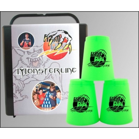 Speed Stacking: FlashCups (12Stk. Neongrün) mit Lunchbox+DVD