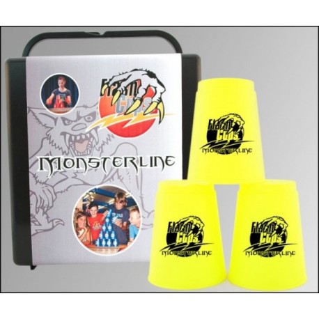 Speed Stacking: FlashCups (12Stk. Neongelb) mit Lunchbox+DVD