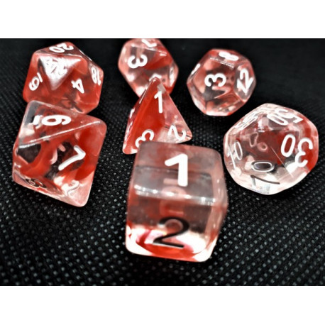 Würfelset Transparent: Nebula Red (7)