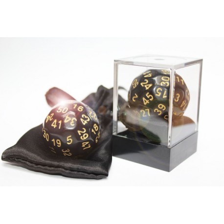 Dice-Up D50 in Acrylbox + Satinbag - Black/Gold