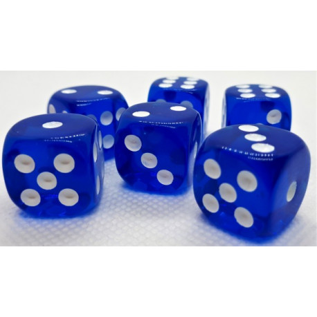 Würfelset D6 Transparent: Dark Blue (12)