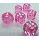 Würfelset D6 Transparent: Pink (12)