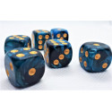 Würfelset D6 Two Toned: Blue/Black+Gold (12)