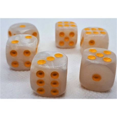 Würfelset D6 Pearl: White/Gold (12)