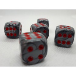 Würfelset D6 Deluxe: Marble/Red (12)