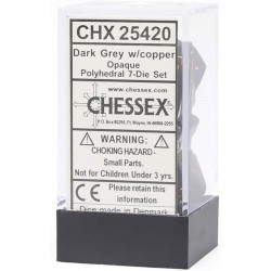 Dice Set 7 Dark Grey copper Opaque CHX25420