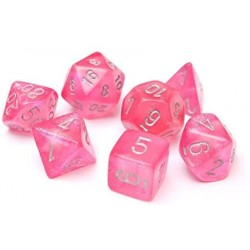 CHX27404 Dice Set7 Pink w/silver Borealis