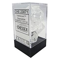 CHX23071 Clear w/white Translucent Polyhedral 7-Die Sets