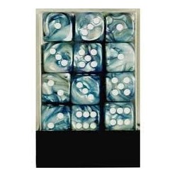 CHX27890 Lustrous Slate white Signature 12mm d6 with pips Dice Blocks 36 Dice