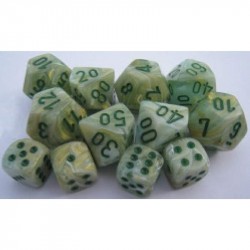 CHX27809 Marble Green wdark green Signature 12mm d6 with pips Dice Blocks 36 Dice