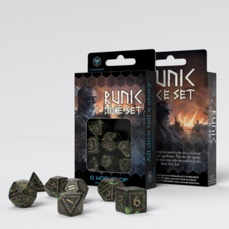 Runic Dice Bottle-Green/Gold (7)