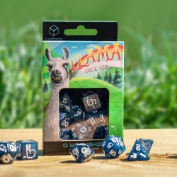 Shimmering Llama Dice Dark blue/White (7)