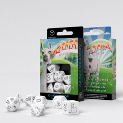 Bright Llama Dice White/Black (7)