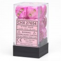 Chessex 27654 Vortex Pink wgold Signatur 16mm d6 with pips Dice Blocks 12 Dice