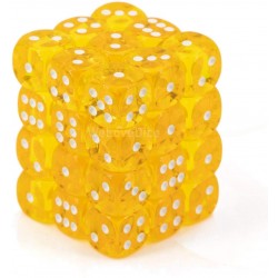 Chessex 23802 Yellow white Translucent 12mm d6 with pips Dice Blocks 36 Dice