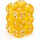 CHX23602 Yellow wwhite Translucent 16mm d6 with pips Dice Blocks (12 Dice)