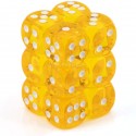 Chessex 23602 Yellow white Translucent 16mm d6 with pips Dice Blocks 12 Dice